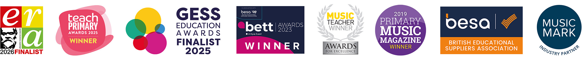 Awards and recognition for the Charanga music education platform and digital learning resources